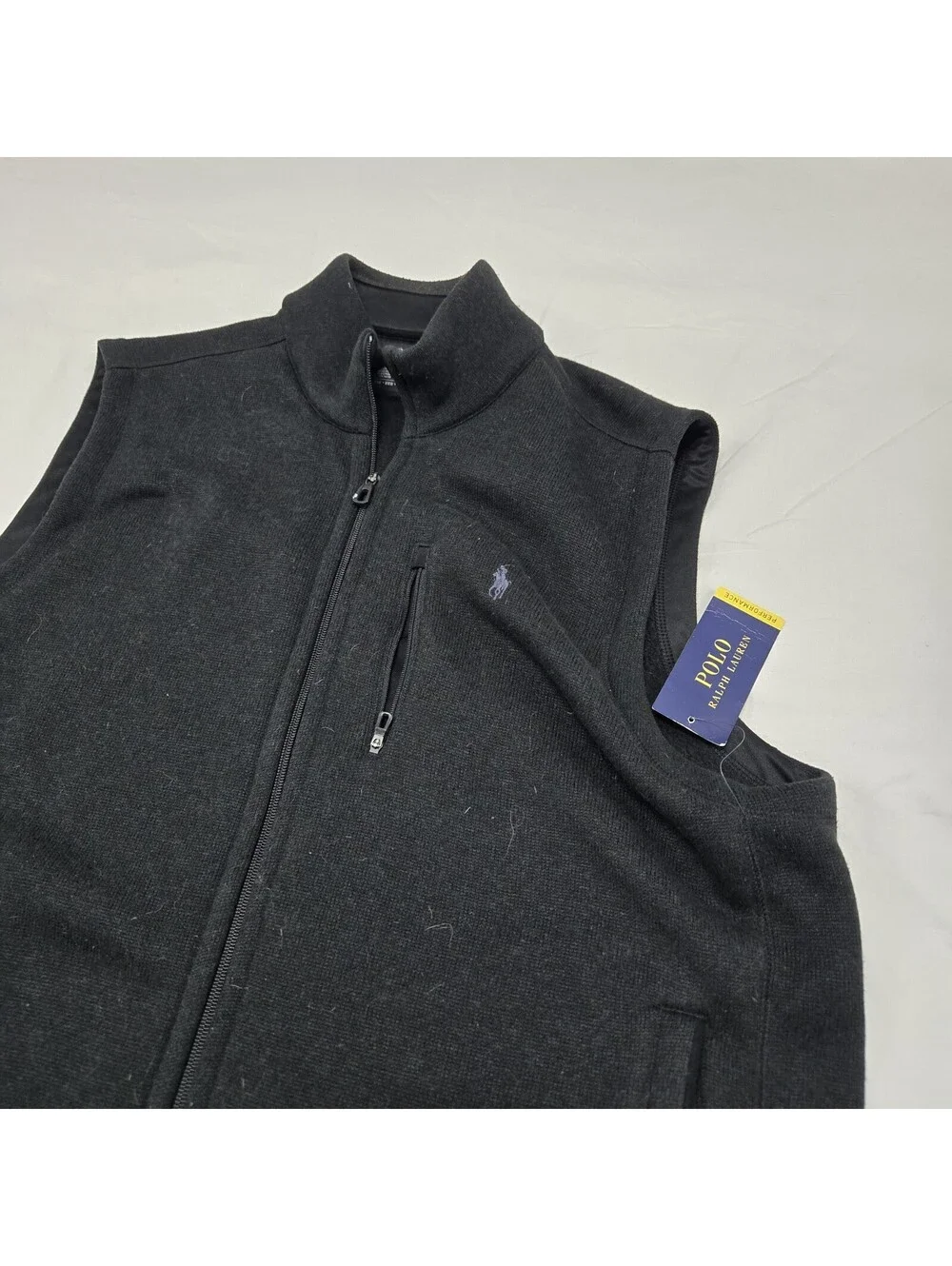 NWT Men's XXL Polo Ralph Lauren Grey Sweater Vest Full-Zip Performance Pockets